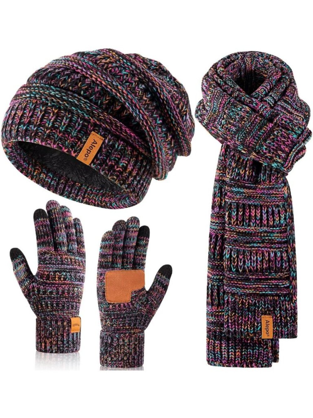 Cozy Winter Beanie, Scarf & Touchscreen Gloves Set for Women - Warm 3-in-1